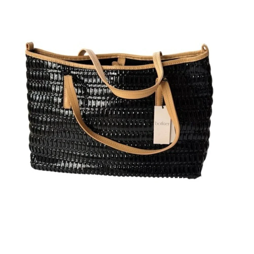 NWT Botkier Black Woven East West Shoulder Bag Minimal Chic Tote